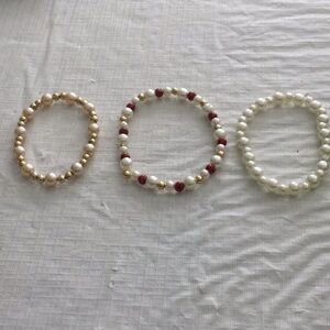 Gold and Red Beaded Bracelet Set with Elegant Design